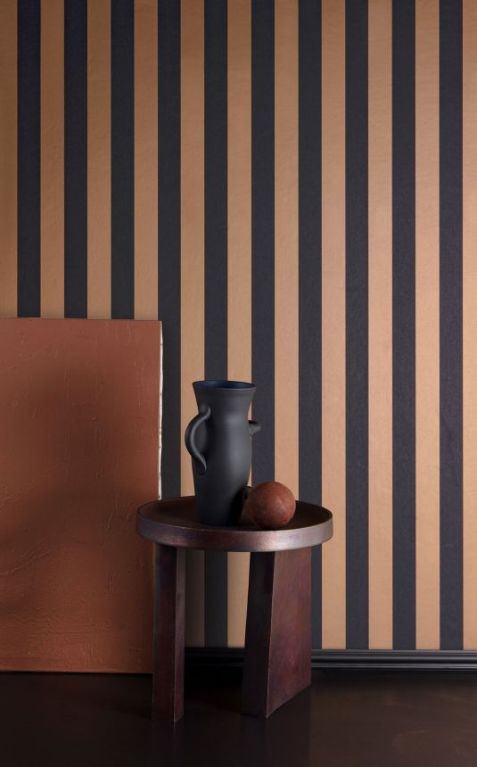 Black-bronze striped wallpaper, OTH409, Othello, Zoom by Masureel