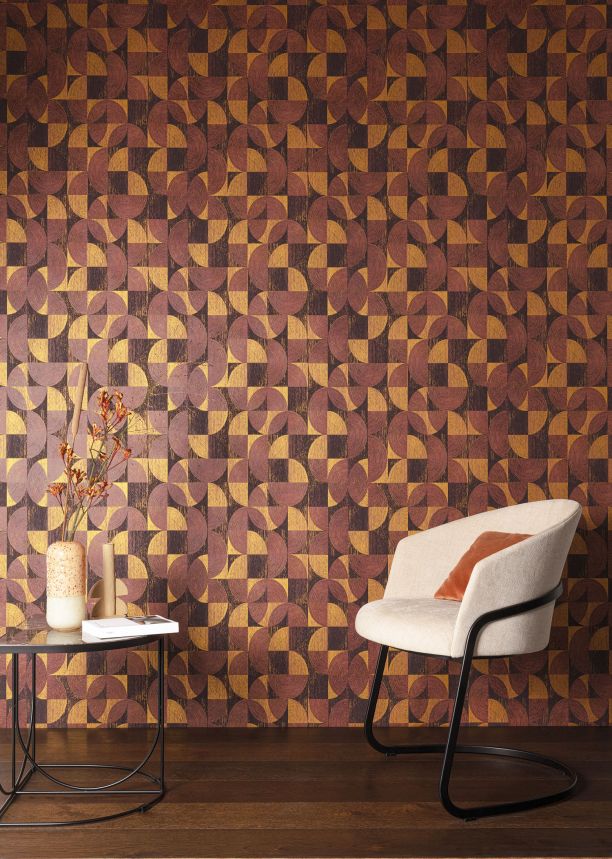 Wine-gold geometric wallpaper, SPI003, Spirit of Nature, Khroma by Masureel