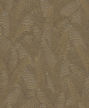Grey-ochre wallpaper with leaves, SPI102, Spirit of Nature, Khroma by Masureel