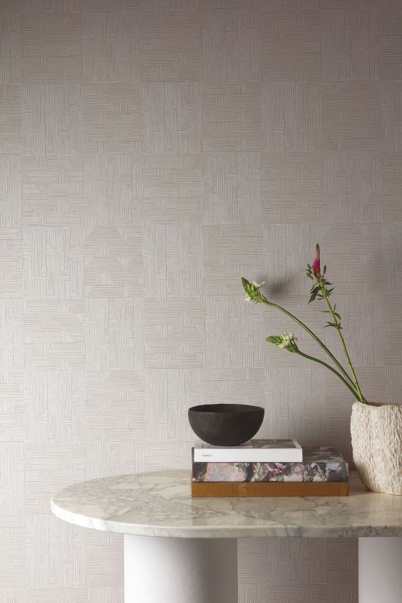 Gray-beige geometric wallpaper, SPI404, Spirit of Nature, Khroma by Masureel