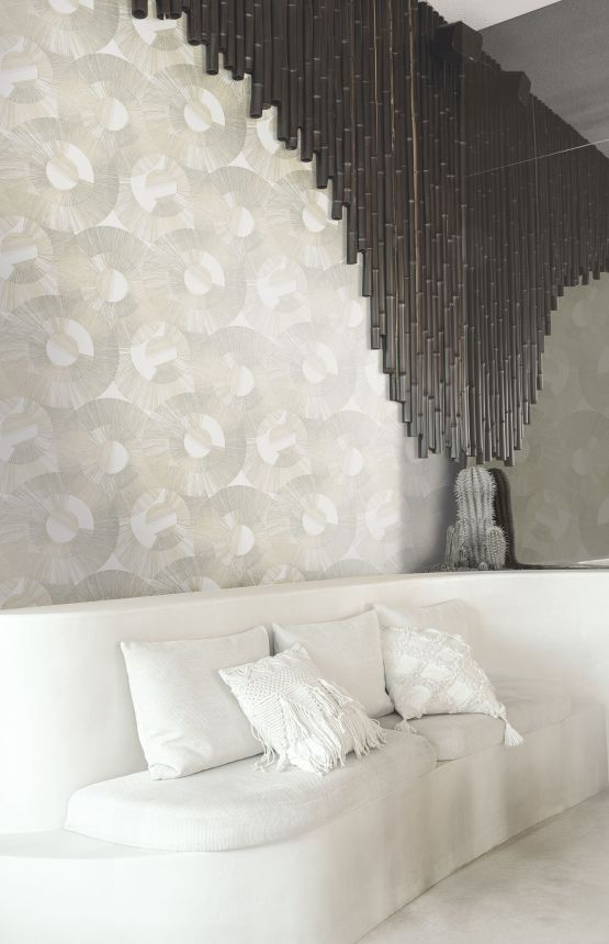Grey-cream geometric wallpaper, SPI603, Spirit of Nature, Khroma by Masureel