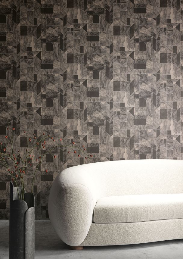 Marbled geometric wallpaper, SPI703, Spirit of Nature, Khroma by Masureel