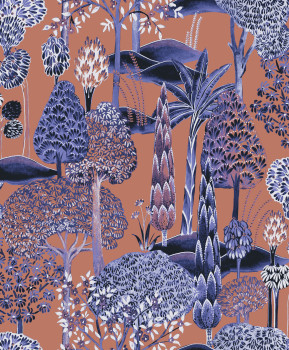 Brown-blue non-woven wallpaper, trees, SUM005, Summer, Khroma by Masureel