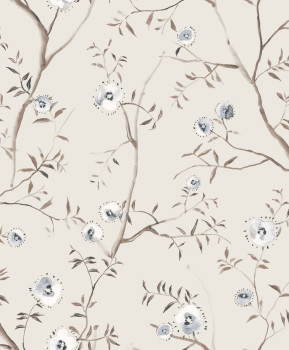 Beige floral non-woven wallpaper, SUM206, Summer, Khroma by Masureel