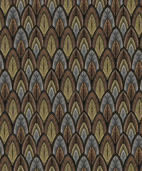 Brow-silver non-woven wallpaper with leaves, SUM402, Summer, Khroma by Masureel