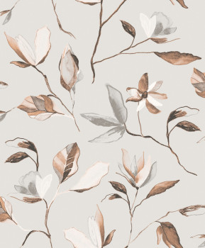 Gray floral wallpaper, ZEN001, Zen, Zoom by Masureel
