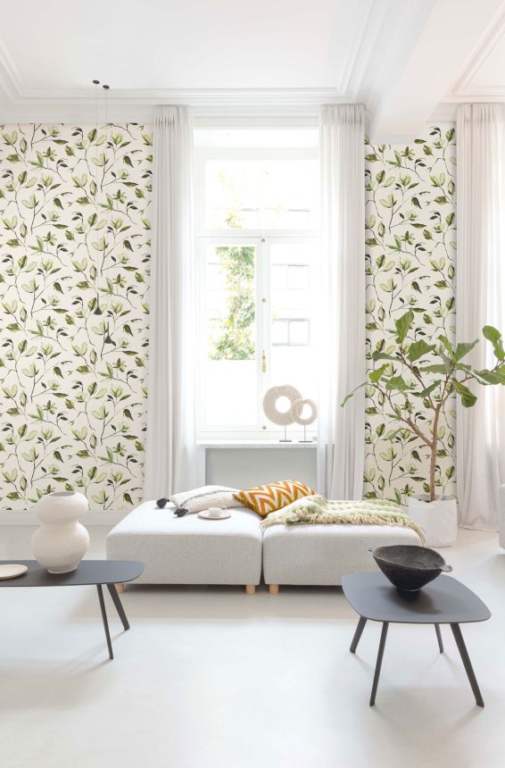 Green floral wallpaper, ZEN003, Zen, Zoom by Masureel
