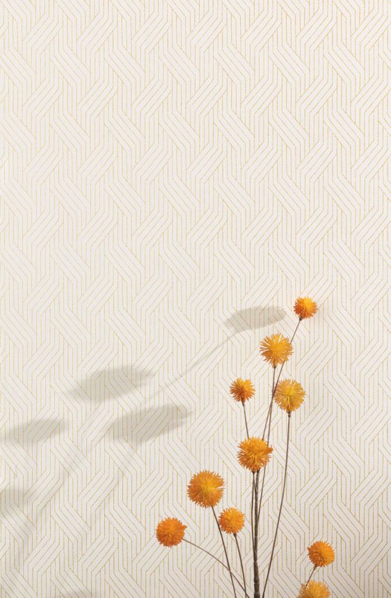 White-gold geometric wallpaper, ZEN404, Zen, Zoom by Masureel