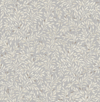 Gray wallpaper with twigs, leaves, 118263, Next