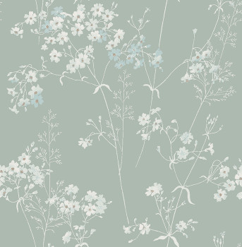 Gray-green wallpaper with flowers, 118268, Next