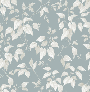 Gray-green wallpaper with twigs, leaves, 118258, Next