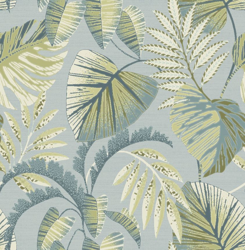 Gray-green wallpaper with tropical leaves, 118297, Next