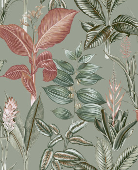 Green wallpaper, tropical leaves, 120209, Next
