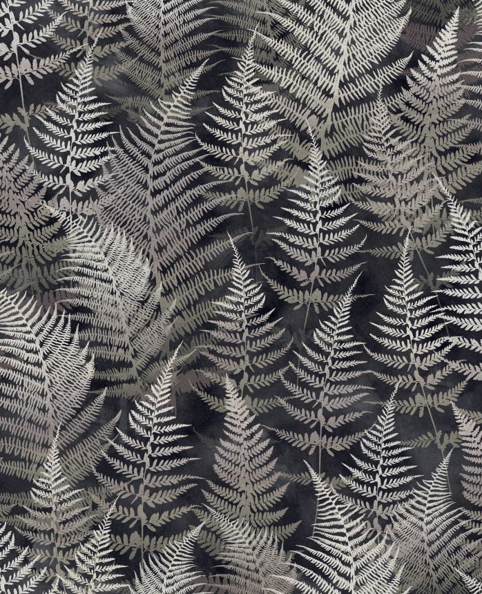 Black wallpaper, fern leaves, 120366, Wiltshire Meadow, Clarissa Hulse