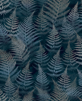 Blue wallpaper with fern leaves, 120378, Wiltshire Meadow, Clarissa Hulse