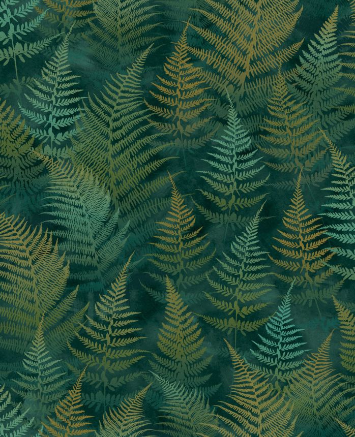 Green wallpaper with fern leaves, 120386, Wiltshire Meadow, Clarissa Hulse