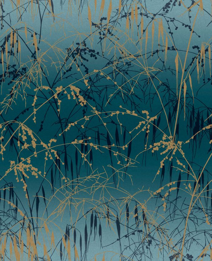 Turquoise wallpaper, grasses, 120391, Wiltshire Meadow, Clarissa Hulse