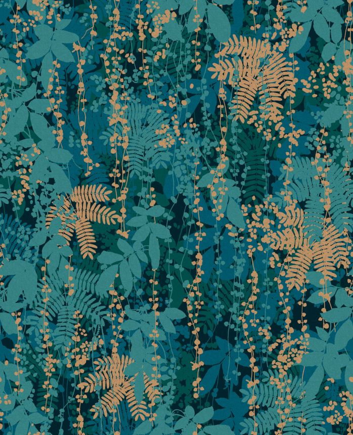 Blue wallpaper, leaves, 120393, Wiltshire Meadow, Clarissa Hulse