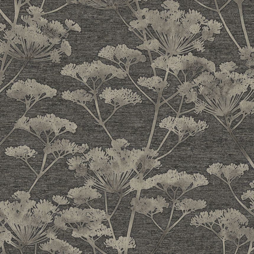 Black-silver wallpaper, grasses, flowers, 119967, Indulgence, Graham Brown Boutique