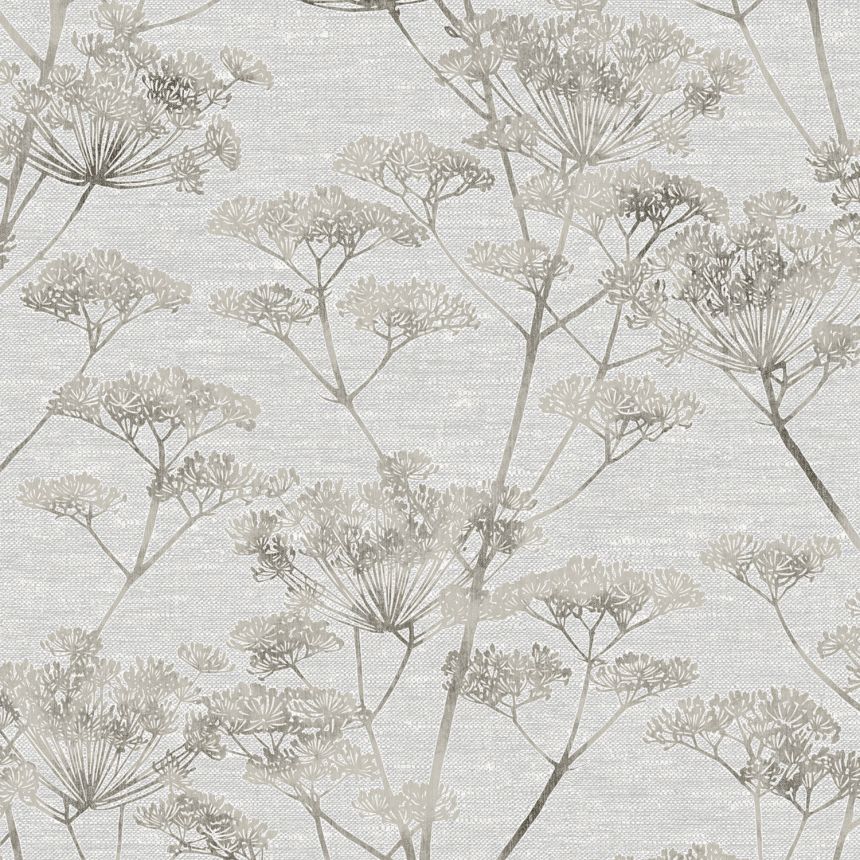 Gray-silver wallpaper, grasses, flowers, 119968, Indulgence, Graham Brown Boutique