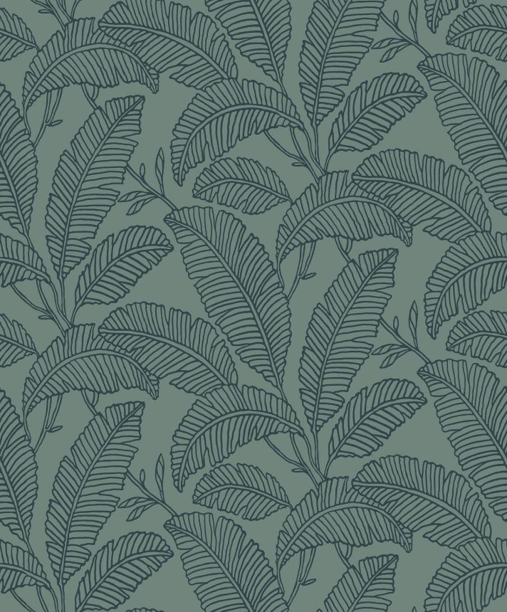 Green non-woven wallpaper, leaves, A66401, Vavex 2025