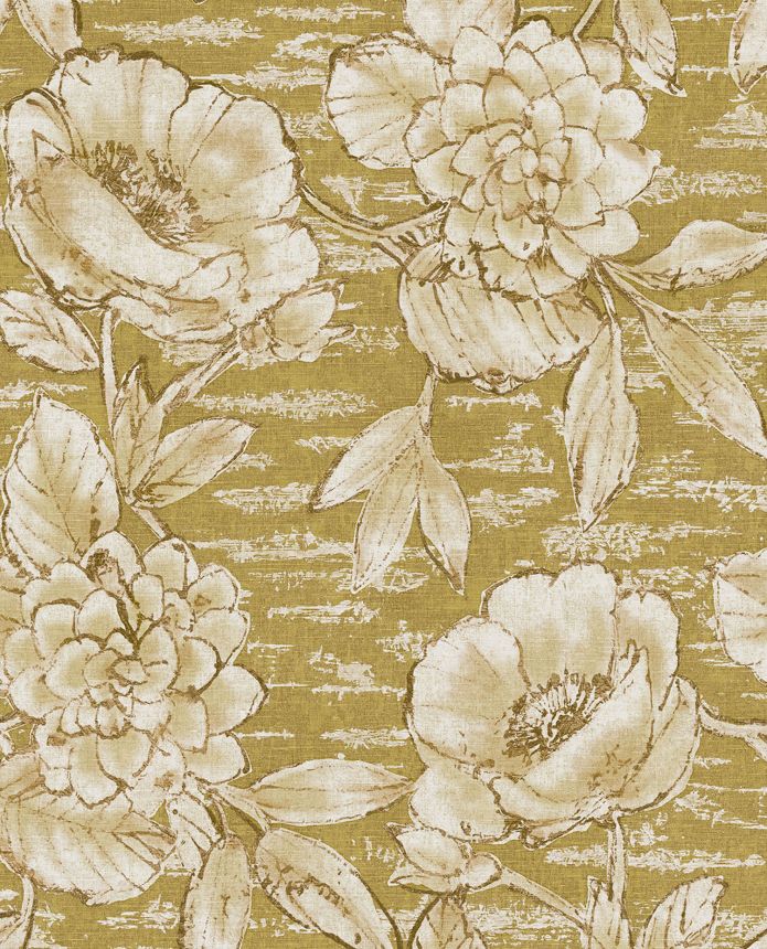 Luxury ocher floral wallpaper, 333411, Emerald, Eijffinger