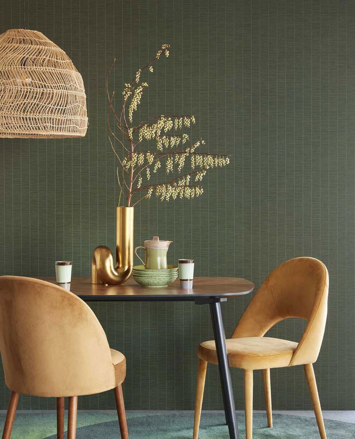 Green wallpaper, bamboo imitation, 333436, Emerald, Eijffinger