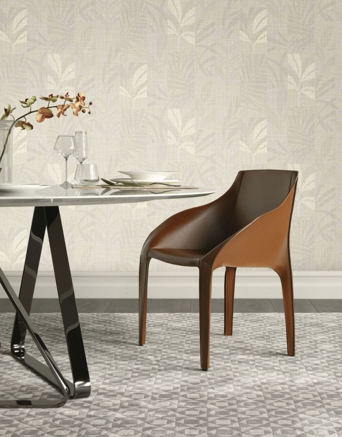 Luxury beige wallpaper with leaves, Z18915, Trussardi 7, Zambaiti Parati