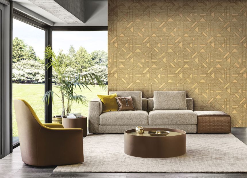 Luxury gold geometric pattern wallpaper, Z18941, Trussardi 7, Zambaiti Parati