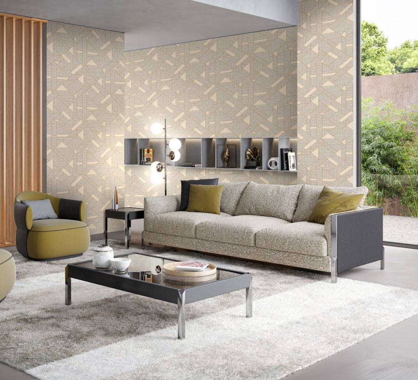 Luxury gray-brown geometric pattern wallpaper, Z18946, Trussardi 7, Zambaiti Parati