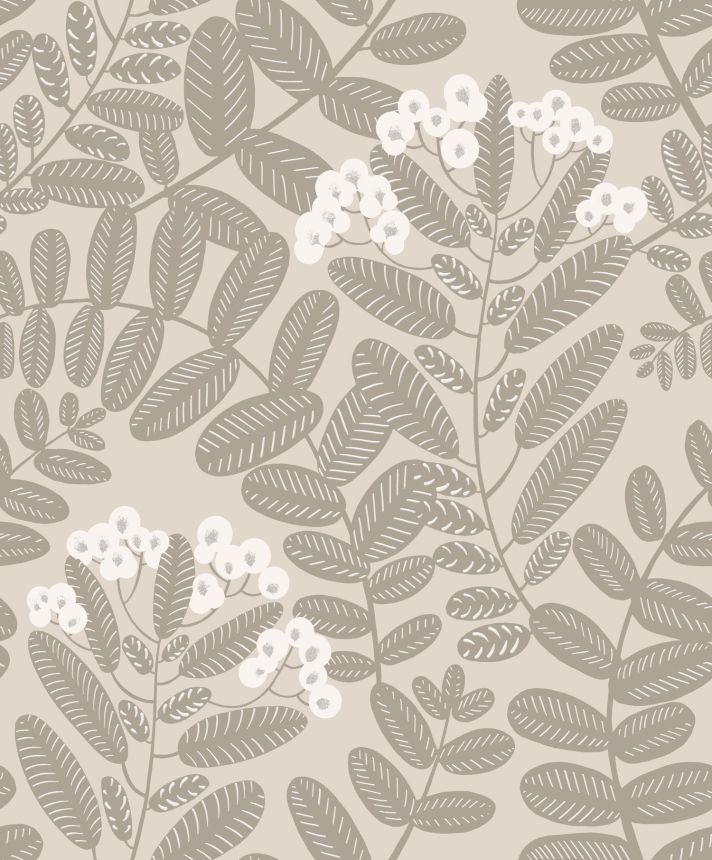 Beige non-woven wallpaper, leaves, YSA001, Mysa, Khroma by Masuree