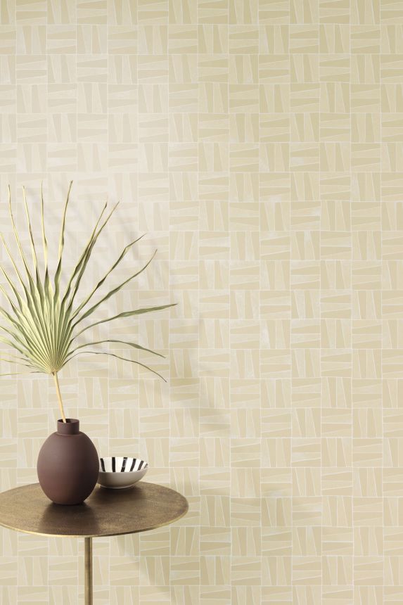 Beige geometric pattern wallpaper, YSA204, Mysa, Khroma by Masuree