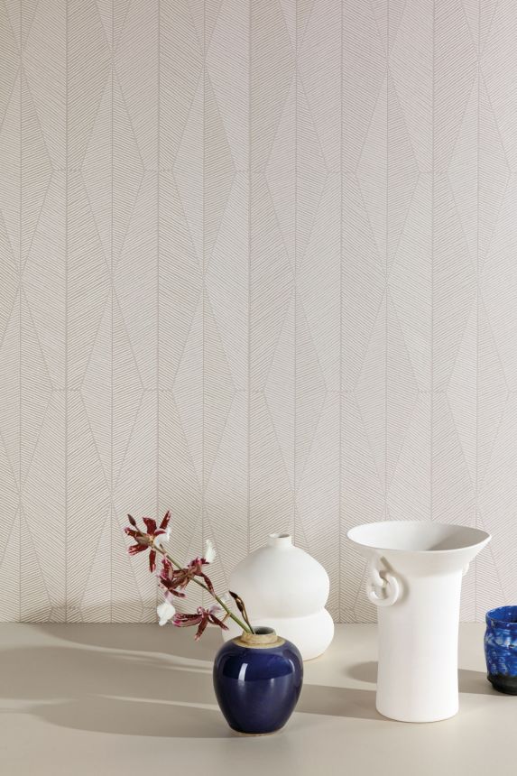 Gray-beige geometric pattern wallpaper, YSA302, Mysa, Khroma by Masuree