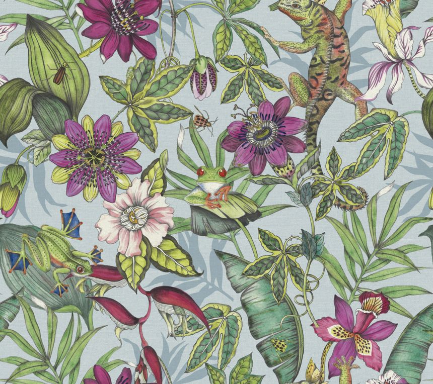 Non-woven wallpaper, tropical forest, flowers, animals, BL1701, Blooms Second Edition Resource Library, York