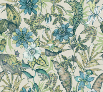 Non-woven wallpaper, tropical forest, flowers, animals, BL1705, Blooms Second Edition Resource Library, York