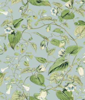 Blue non-woven wallpaper, flowers, BL1714, Blooms Second Edition Resource Library, York