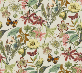 Cream wallpaper with flowers and butterflies, BL1724, Blooms Second Edition Resource Library, York