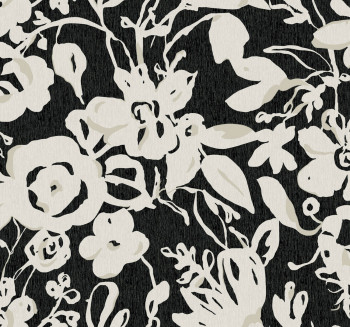 Black floral non-woven wallpaper, BL1733, Blooms Second Edition Resource Library, York