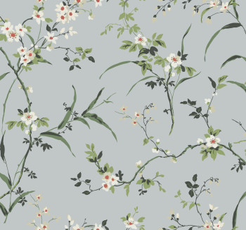 Gray non-woven wallpaper, blossom branches, BL1743, Blooms Second Edition Resource Library, York