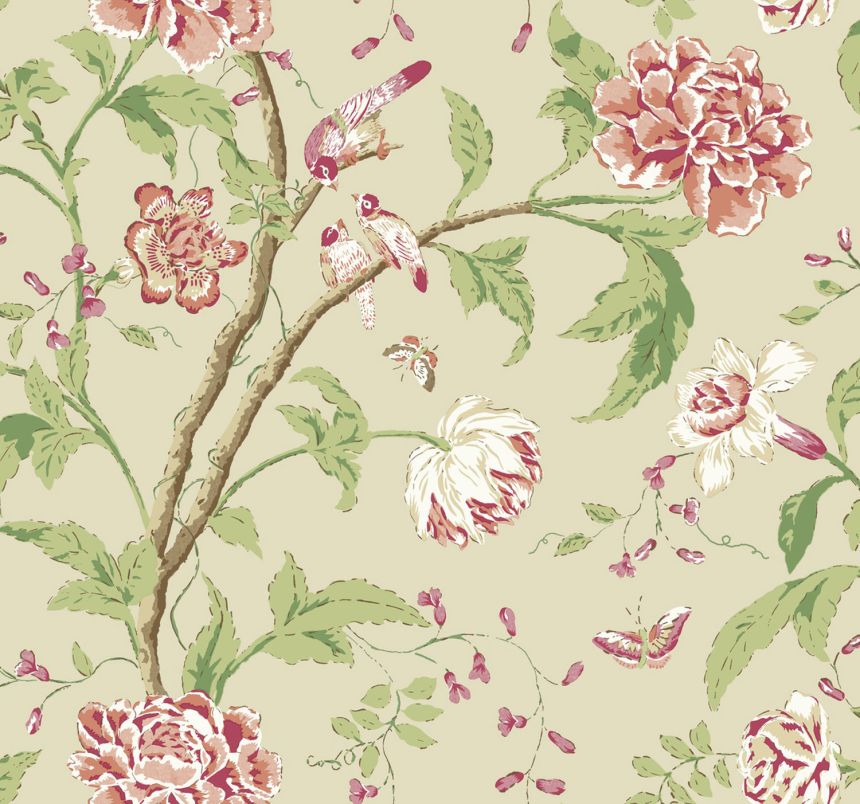 Beige non-woven wallpaper, blossom branches, BL1781, Blooms Second Edition Resource Library, York