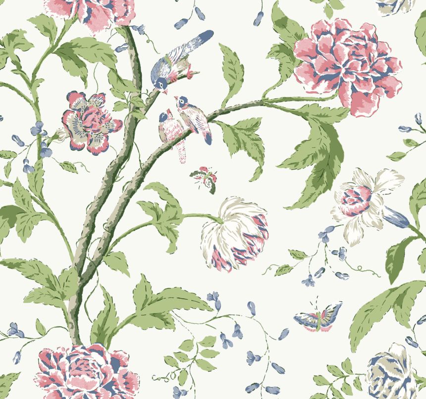 White non-woven wallpaper, blossom branches, BL1785, Blooms Second Edition Resource Library, York