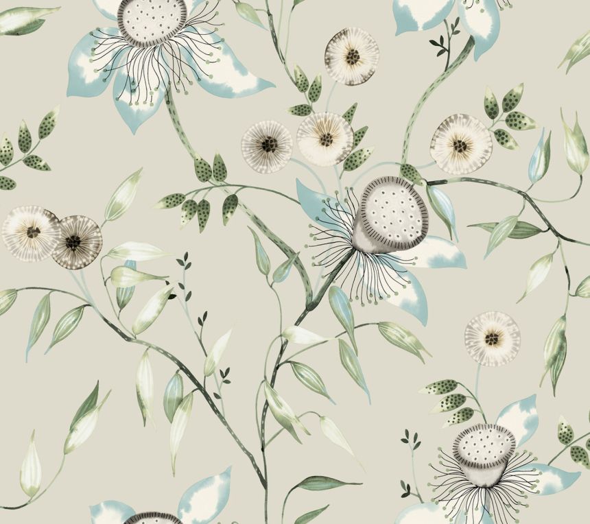Beige non-woven floral wallpaper, BL1794, Blooms Second Edition Resource Library, York