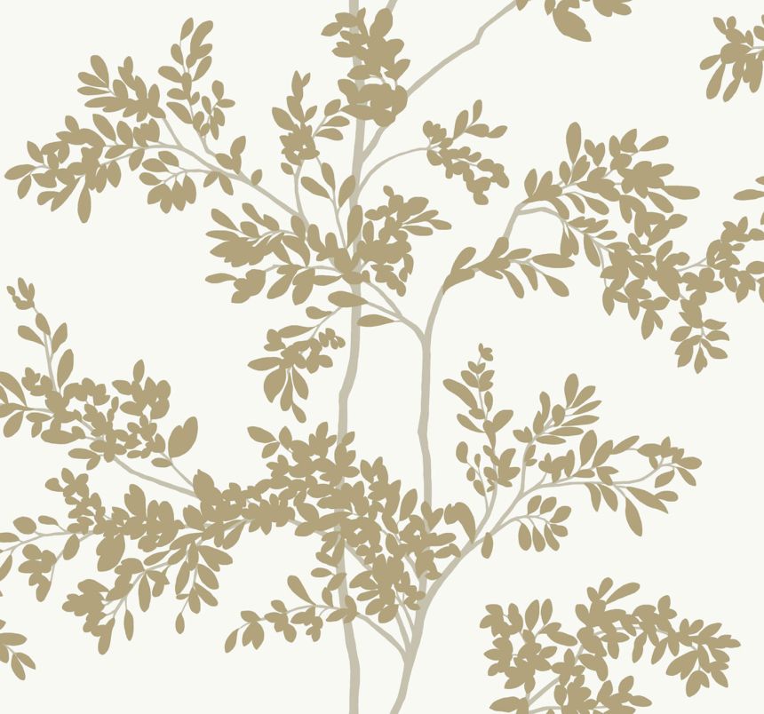 White and gold non-woven wallpaper with branches, BL1806, Blooms Second Edition Resource Library, York