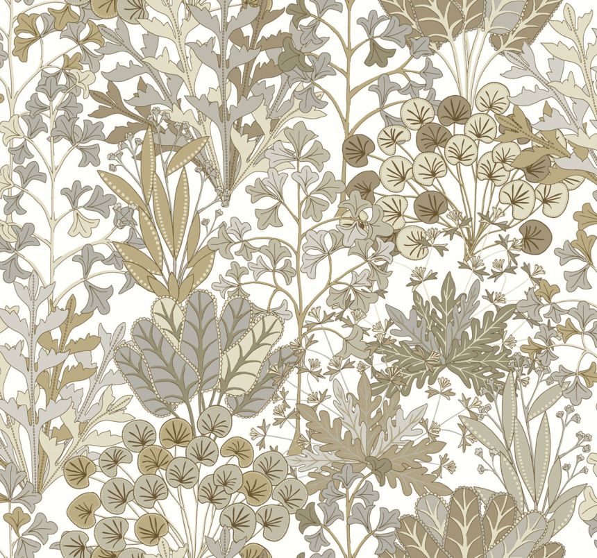 Cream wallpaper with plants and leaves, BL1815, Blooms Second Edition Resource Library, York
