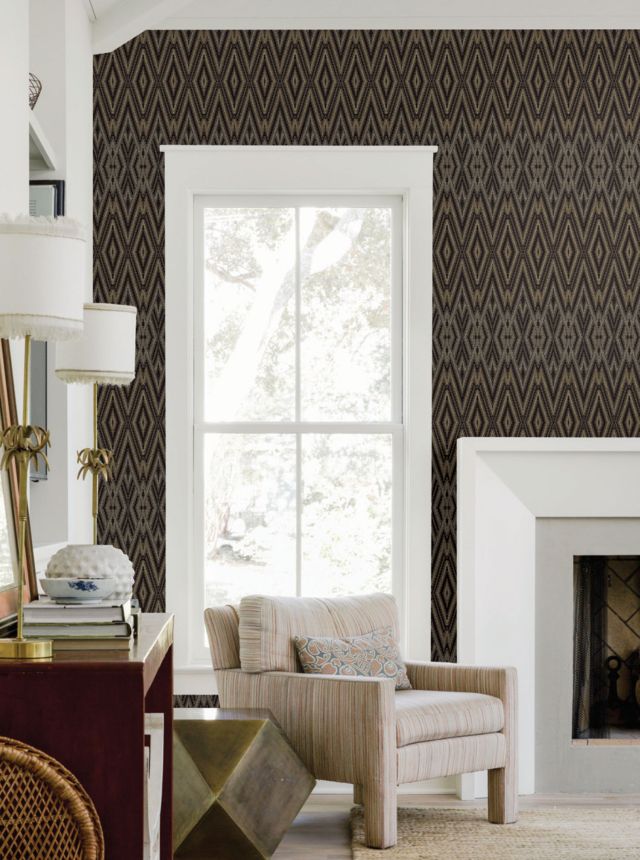 Black-brown geometric wallpaper, EV3912, Candice Olson Casual Elegance, York
