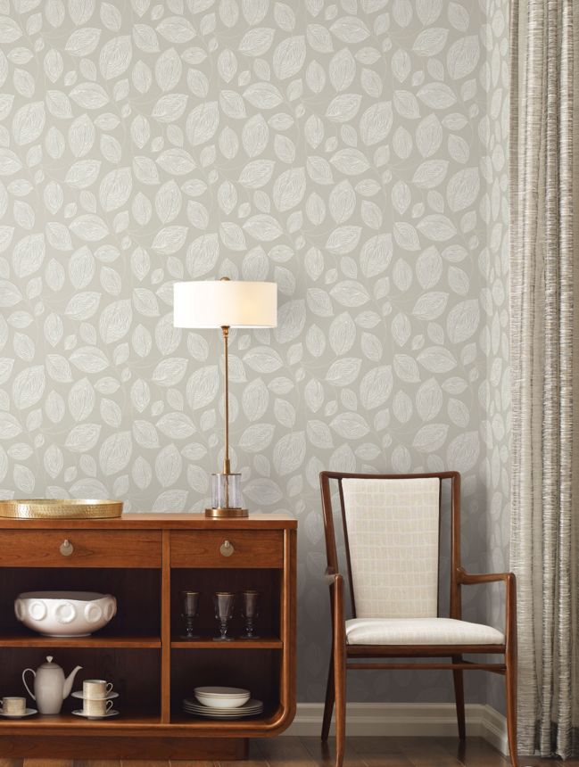 Brown metallic wallpaper with leaves, EV3922, Candice Olson Casual Elegance, York