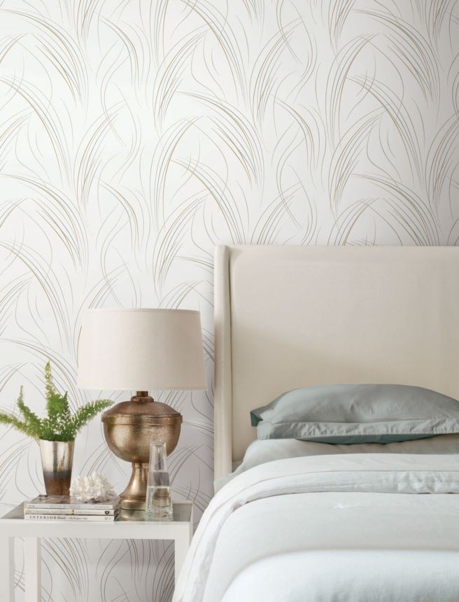 Elegant white geometric wallpaper, EV3939, Candice Olson Casual Elegance, York