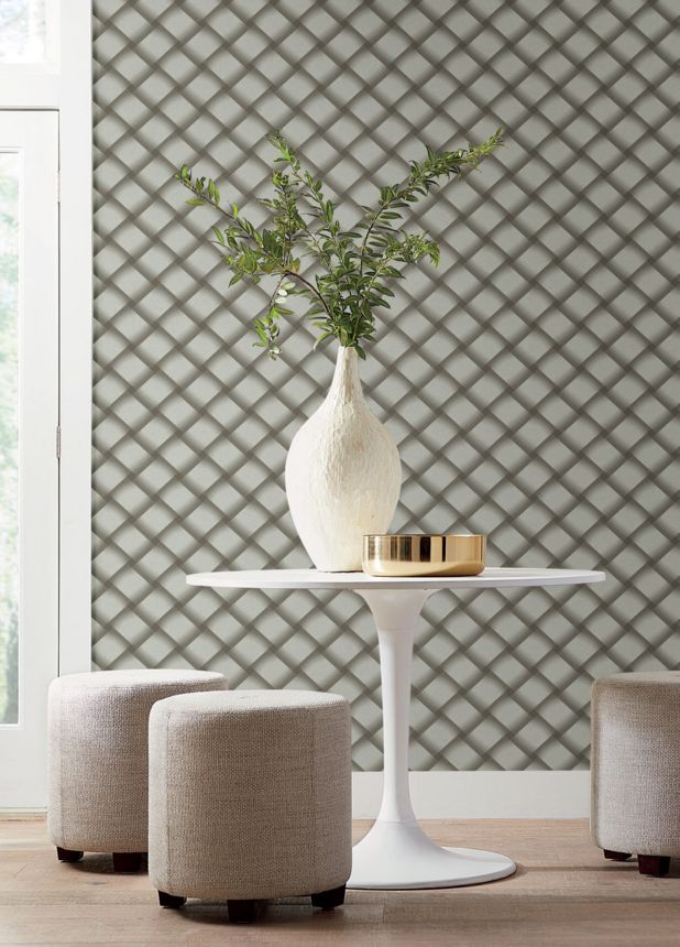 Brown geometric 3D wallpaper, EV3966, Candice Olson Casual Elegance, York