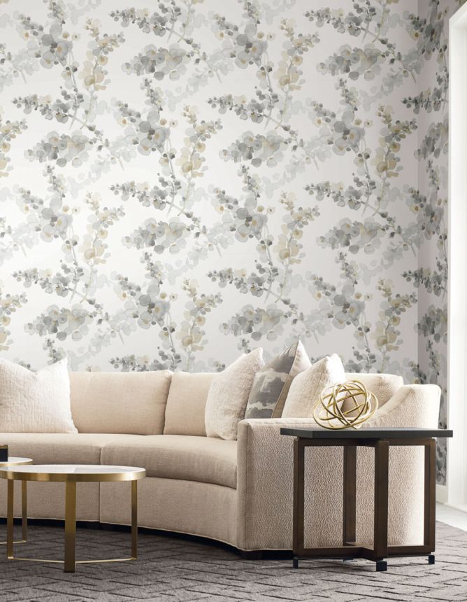 Gray-beige floral wallpaper, EV3971, Candice Olson Casual Elegance, York