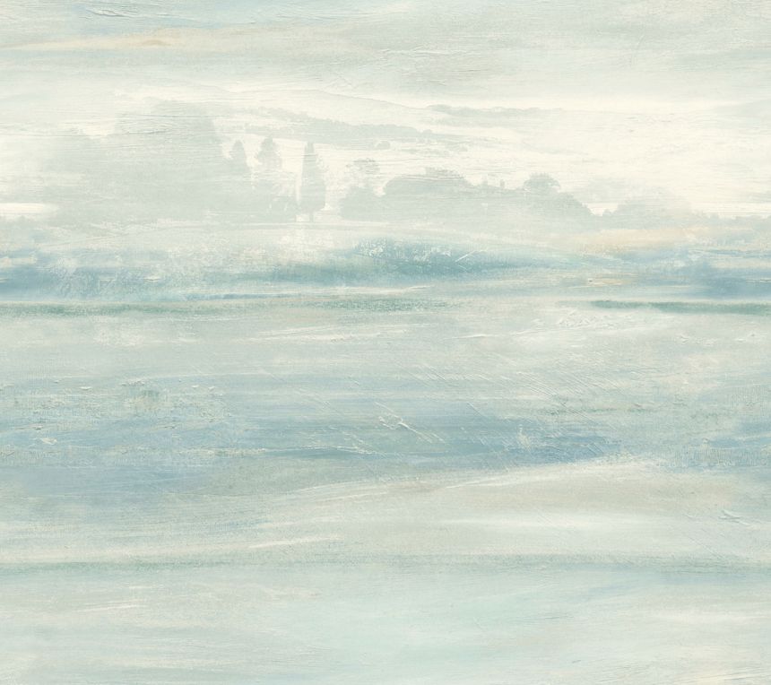 Blue-green wallpaper, landscape in the fog, SO2434, Candice Olson Casual Elegance, York